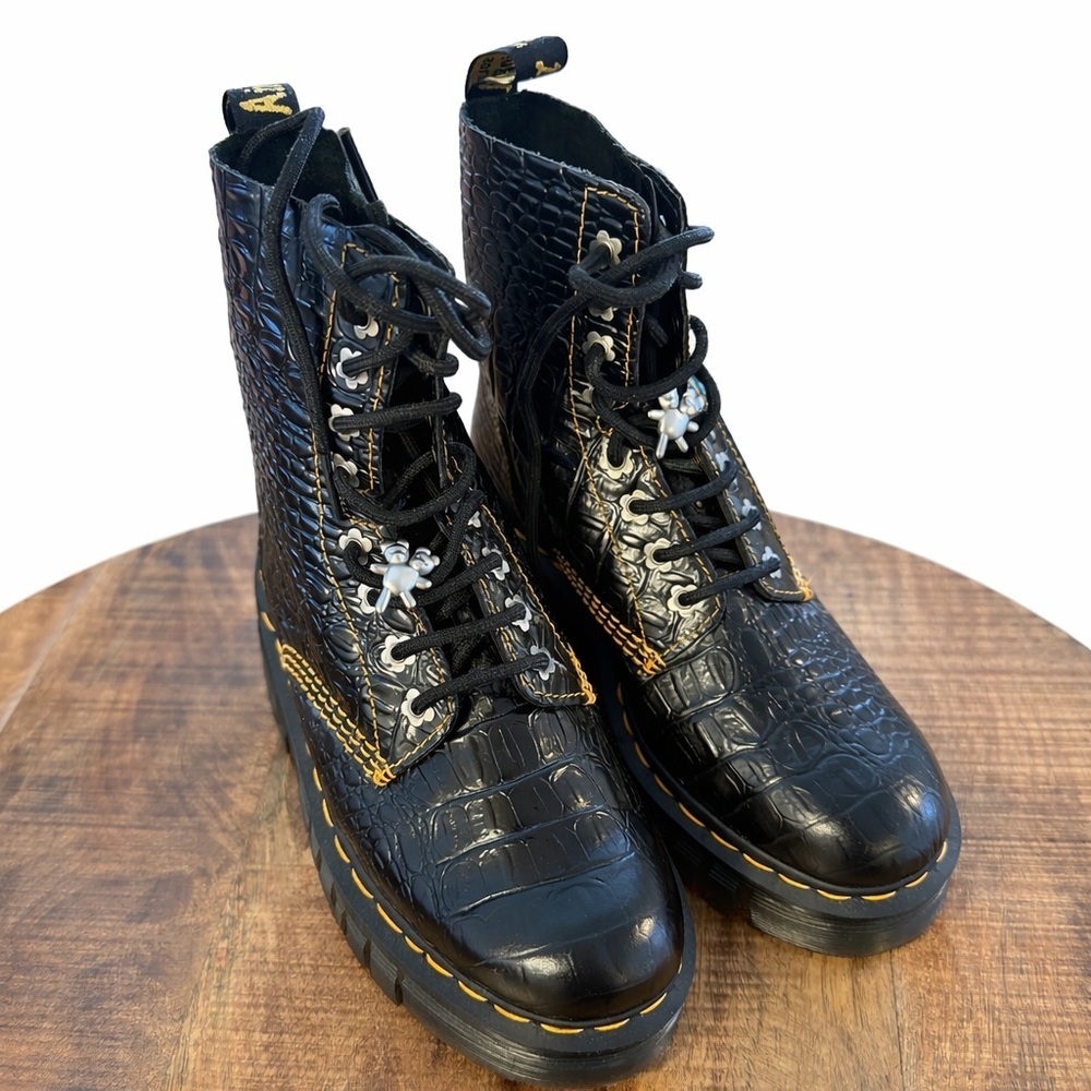 NWOT Dr Martens Audrick Heaven by Marc Jacobs Croc Boots, Size 7 - Picture 7 of 9